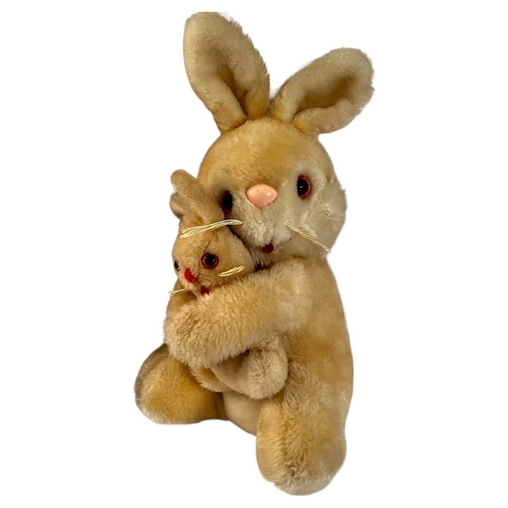 Vintage Atlanta Gerber Mama & Baby Bunny Rabbit Plush Stuffed Animal 12” Korea